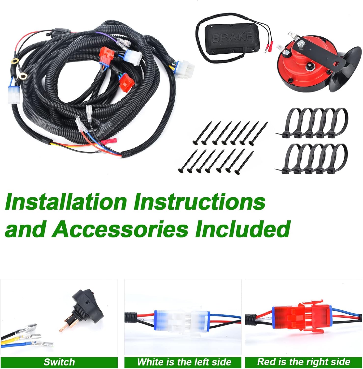 LED Headlight Tail Light Kit Compatible with EZGO TXT Golf Carts 1996-2013 12V Street Legal Light Kit with Turn Signal Wire Harness Compatible with EZGO TXT for Gas and Electric