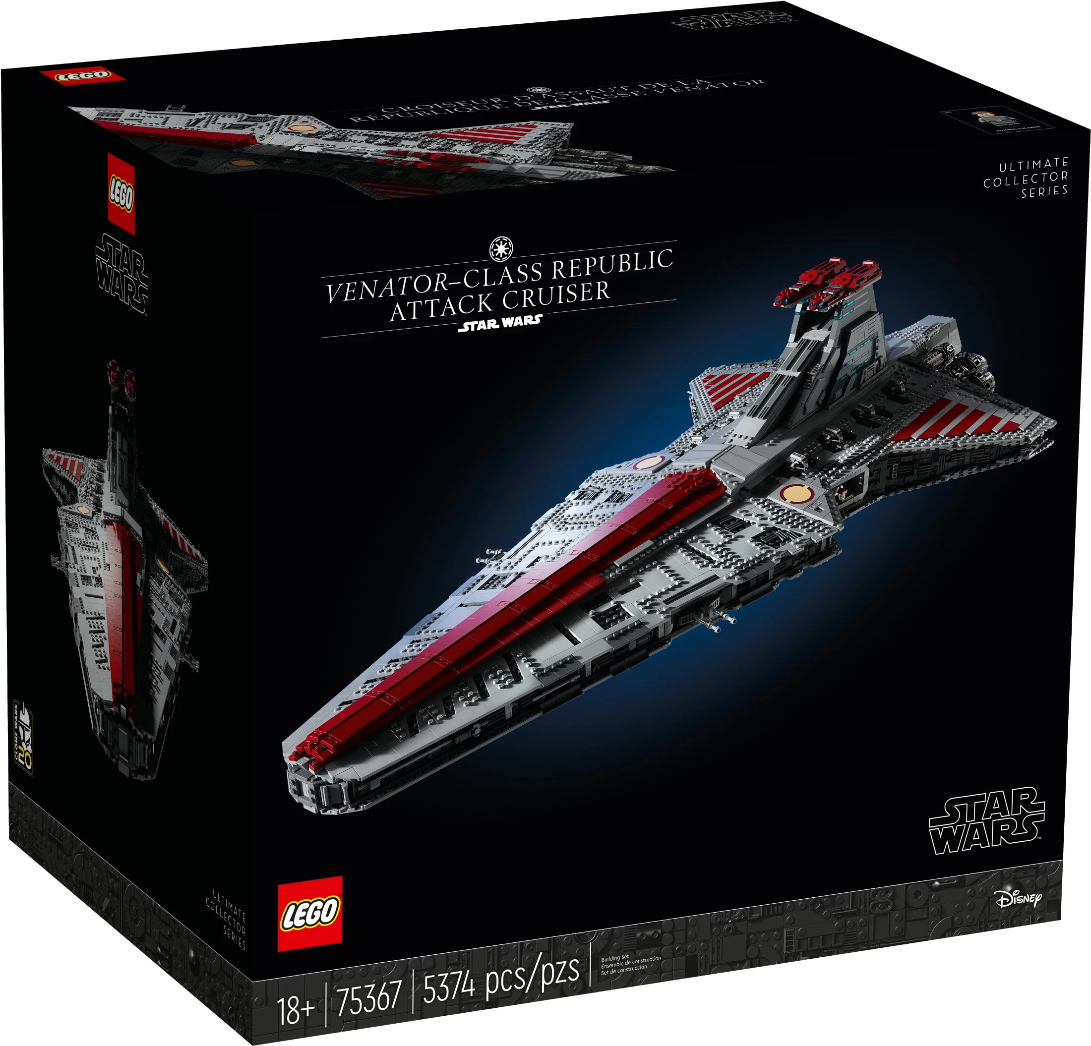 LEGO Star Wars Venator-Class Republic Attack Cruiser, Ultimate Collector Series Building Set for Adults with Captain Rex Minifigure, Star Wars Gift, The Clone Wars Activity for Stress Relief, 75367
