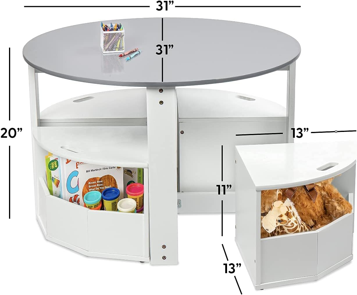 Milliard Kids Table and Chair Set- Activity Play Table for Toddlers-Round Nesting Design with 4 Storage Stools