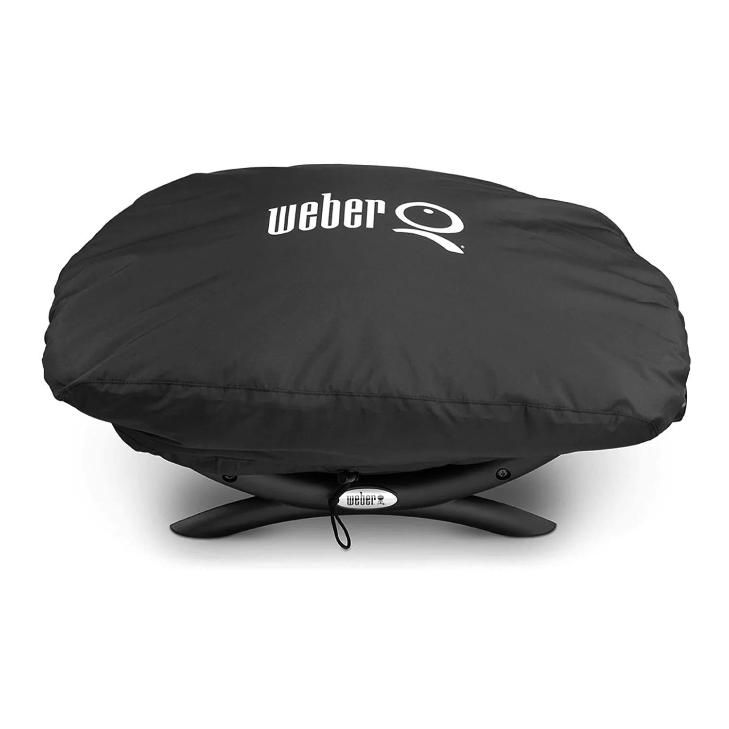 Weber Q 2200 Gas Grill (LP Gas, Titanium) with Portable Cart and Grill Cover