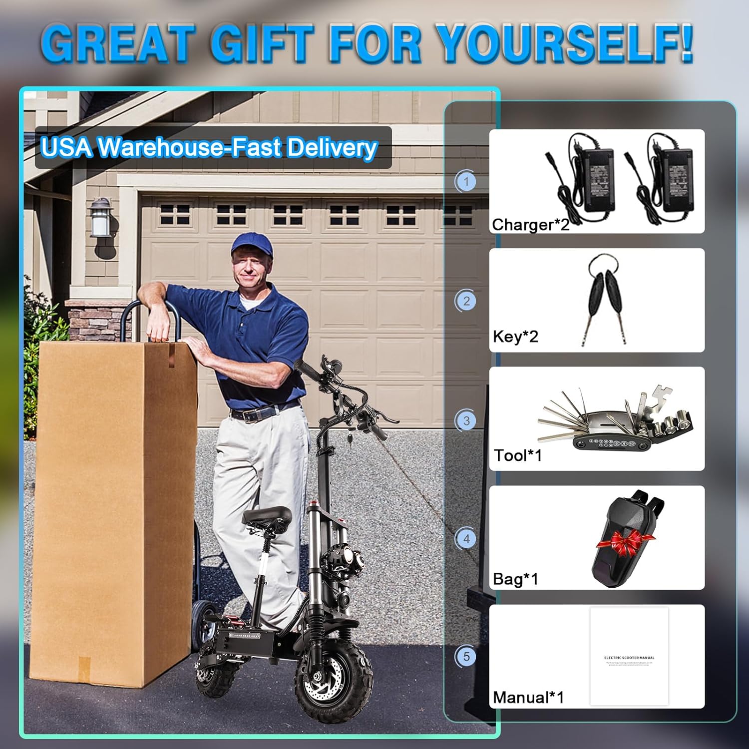 5600W Electric Scooter Adults With Seat - Offroad Electric Scooter Up to 50MPH & 60+Miles Range Fast Electric Scooters,60V 35Ah Electric Scooter for Adults Commuter Foldable Scooter with 11''Fat Tires