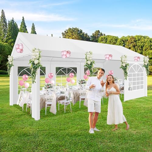 COBIZI 20x40 Party Tent Heavy Duty, Galvanized Wedding Tent, Event Shelter for Parties, Outdoor with Removable Sidewall & Built-in Sandbag, Carpas para Fiestas, Large Canopy, Waterproof, White