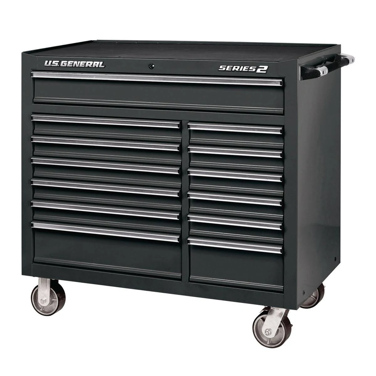 U.S. General 44 in. x 22 in. Double Bank Roller Cabinet, Black 64443