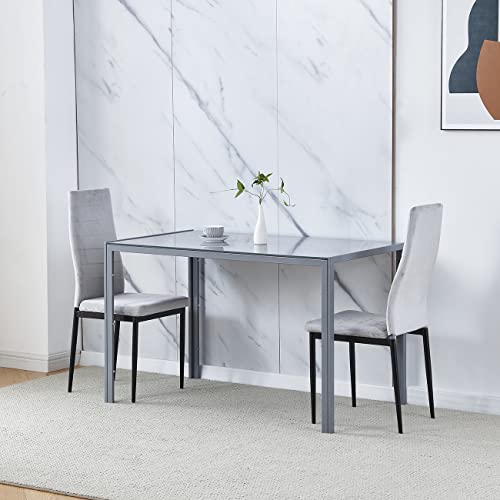 2-Tier Glass Dining Table for 4-6, Modern Rectangular Kitchen Table with Storage Shelf and Chrome Legs, 47.2¡± Rectangle Dining Room Table Dinette Table for Home Restaurant, Clear