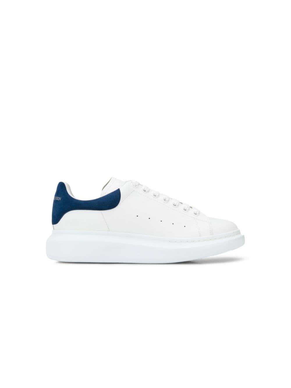 Alexander McQueen Kid&s Oversized Lace-Up Leather Trainers - White Light Blue - Size 1.5 (Child)