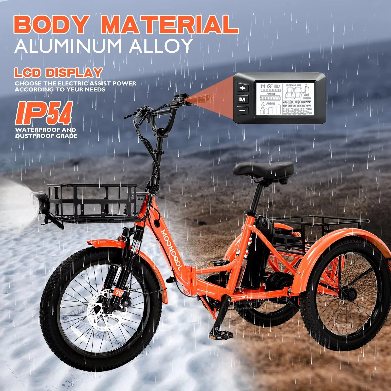 MOPHOTO 16MPH 500W 48V 14.5Ah 20" Electric Folding Tricycle for Women, Electric Motorized Tricycle Adult, Fat Tire 3 Wheel Electric Bikes, Step-Thru 1-Speed Electric Trike for Senior, Men - Curated Treasures Market