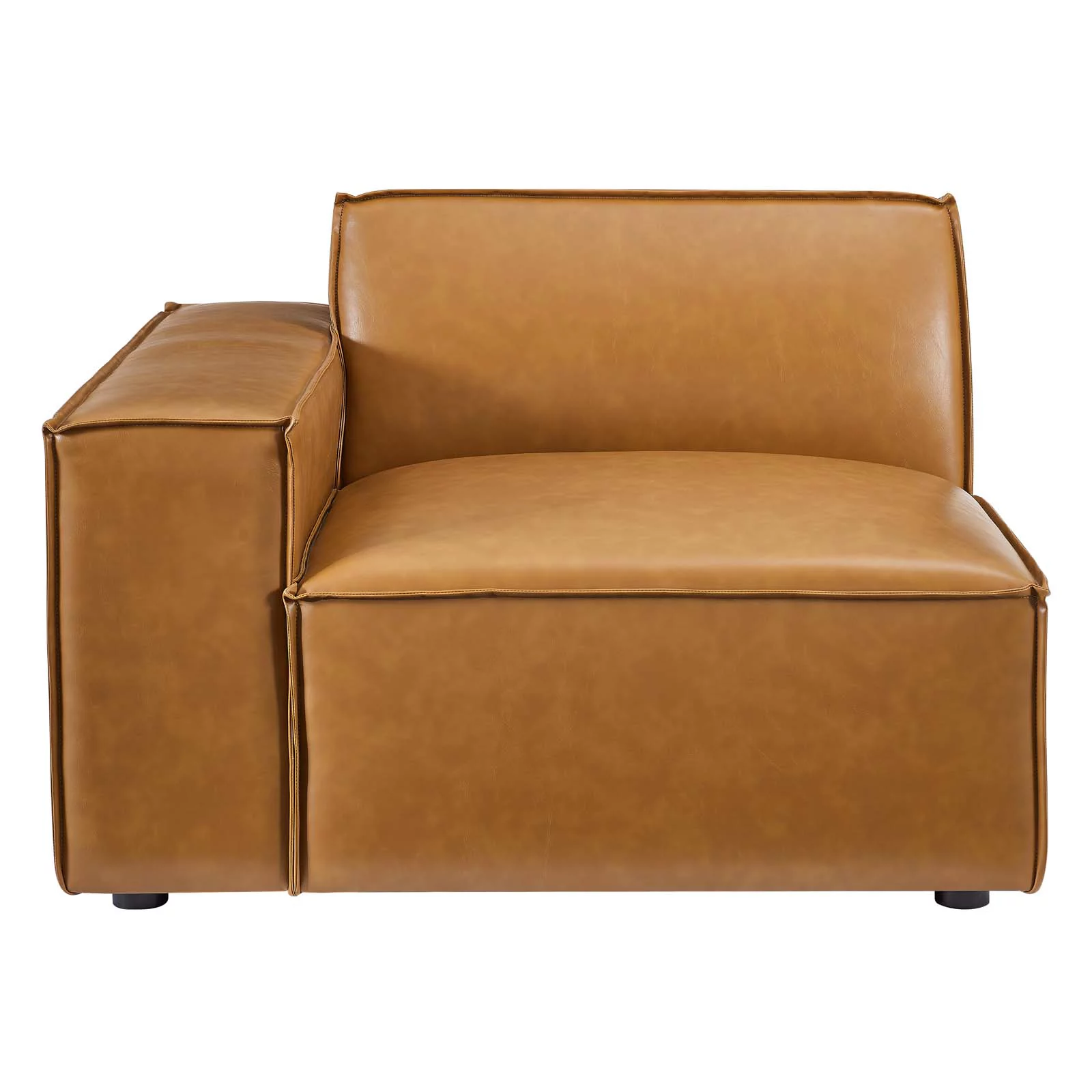 Modway Restore 5-Piece Vegan Leather Sectional Sofa in Tan