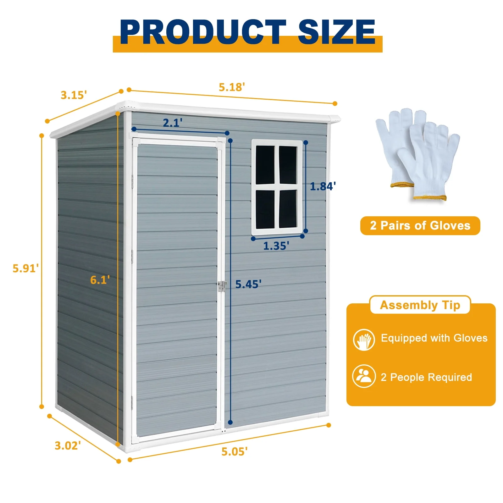 6' x 4.4' Plastic Outdoor Shed, All-Weather Resin Large Backyard Storage Sheds with Reinforced Floor, Lockable Door Garage Patio Garden Storage Shed