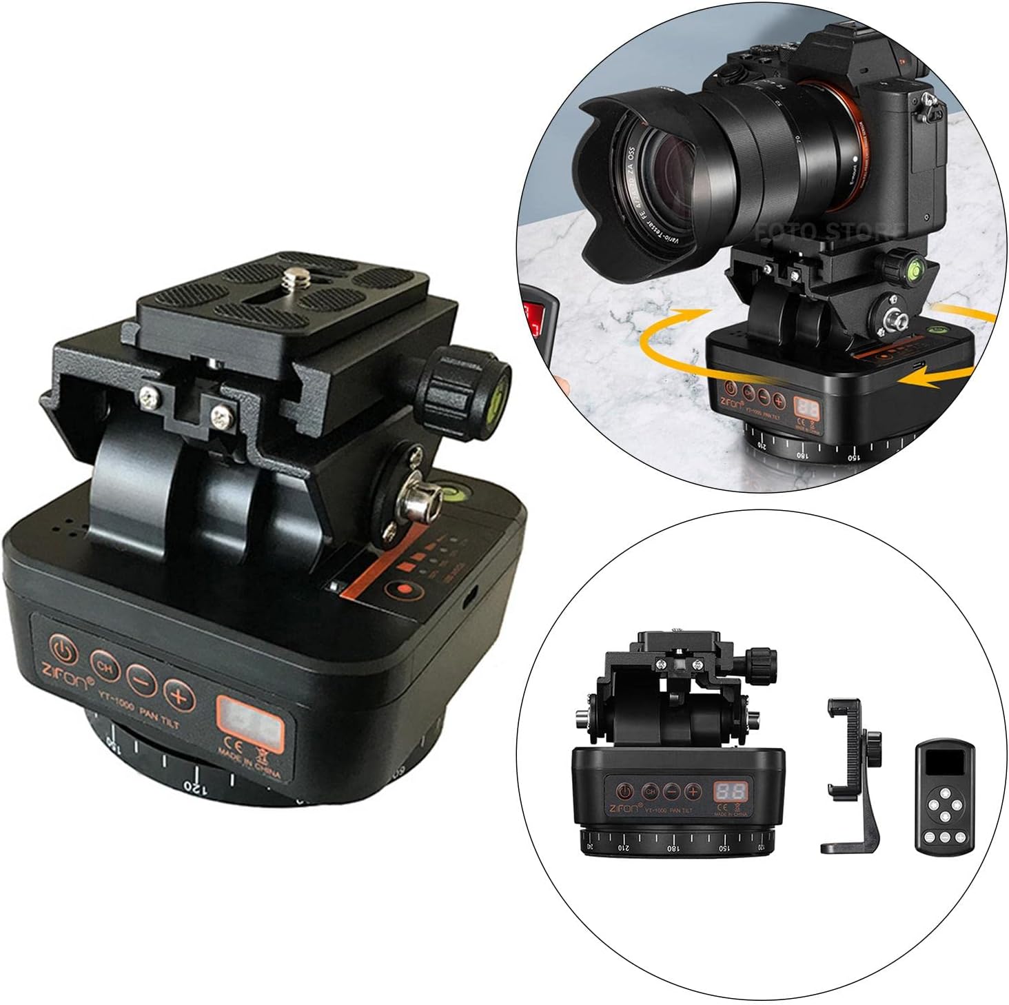 Homyl Motorized Panoramic Tripod Head with Variable Speed, Time and Direction- Perfect DSLR Cameras Smartphone Timelapse Rotator
