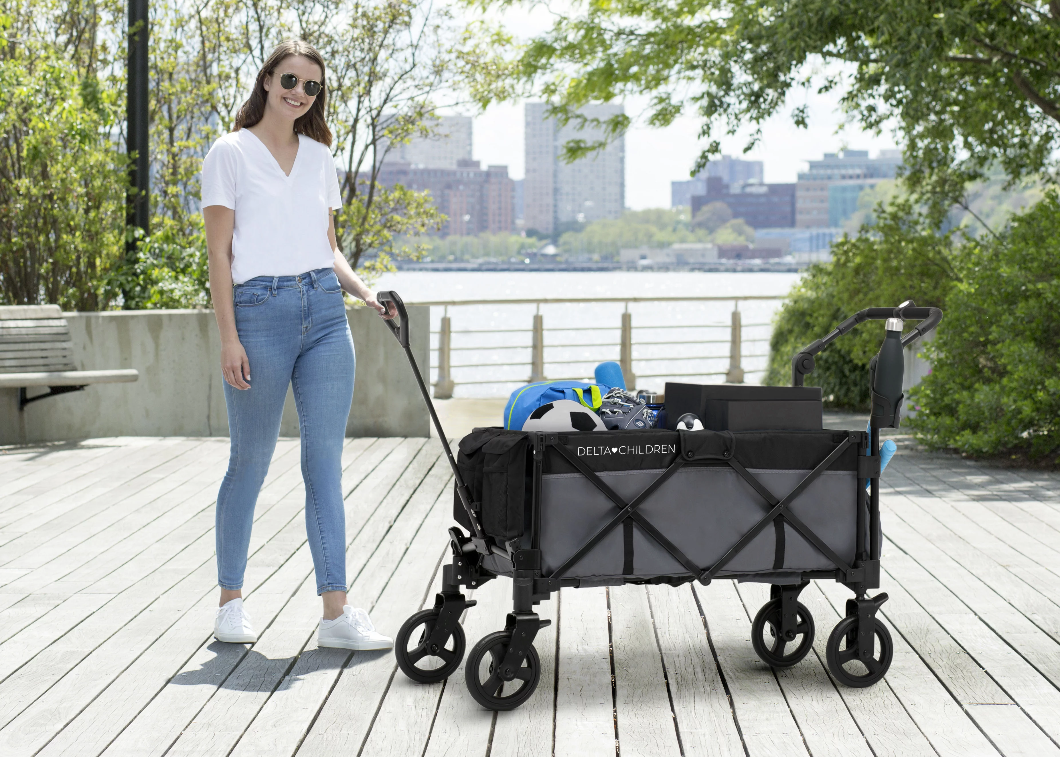 Delta Children Adventure Stroller Wagon, Grey/Black