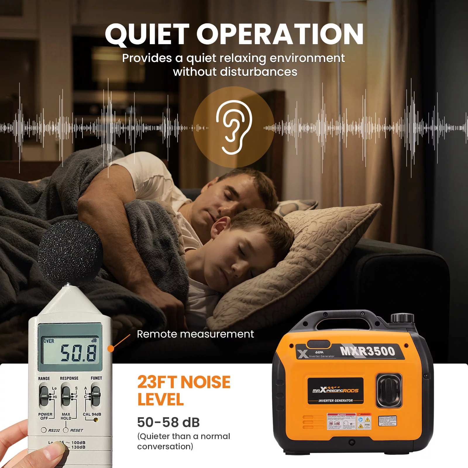 Power Equipment 3500 Watt Rated Super Quiet Suitcase Inverter Generator for Camping Rv Travel Outdoor Party