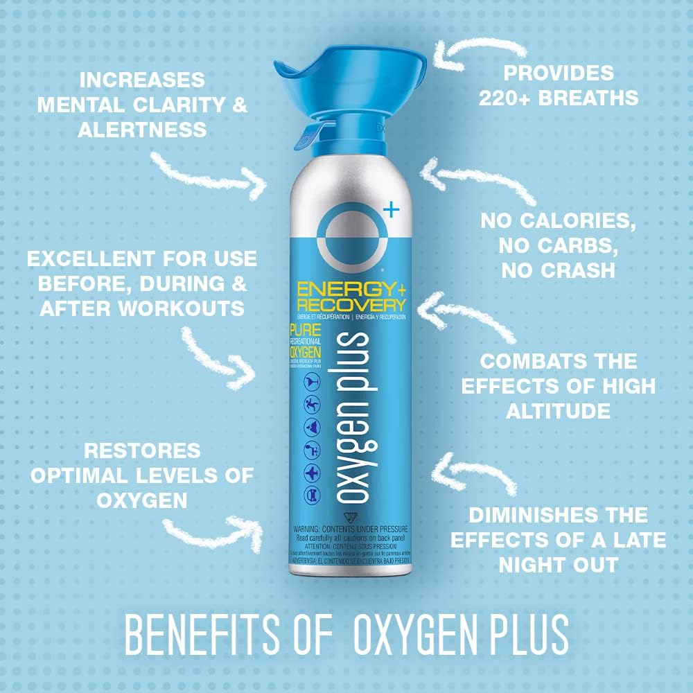Oxygen Plus – O+ Biggi 3 Pack | Portable Oxygen Can | 99.5% Pure O2 | Natural Wellness Supplement to Boost Energy & Recovery | 50+ Uses Per 11 Liter Canister Pack of 2
