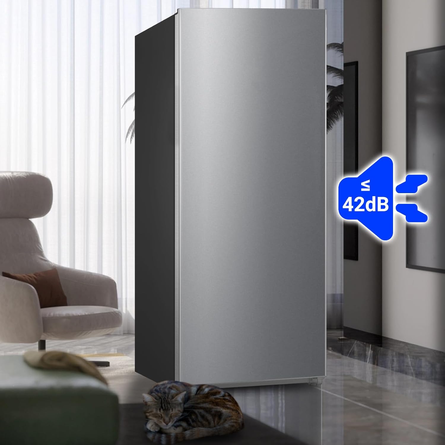 Upright Freezer 21 cu.ft Freezer Upright, Upright Freezers Stand Up Freezer Stainless Steel Standing Freezer Upright for Garage, Kitchen, Home Use(Left Hinge & Right Hinge Set)