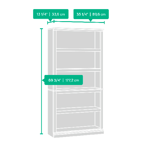 Sauder Select 5-Shelf Bookcase, Estate Black