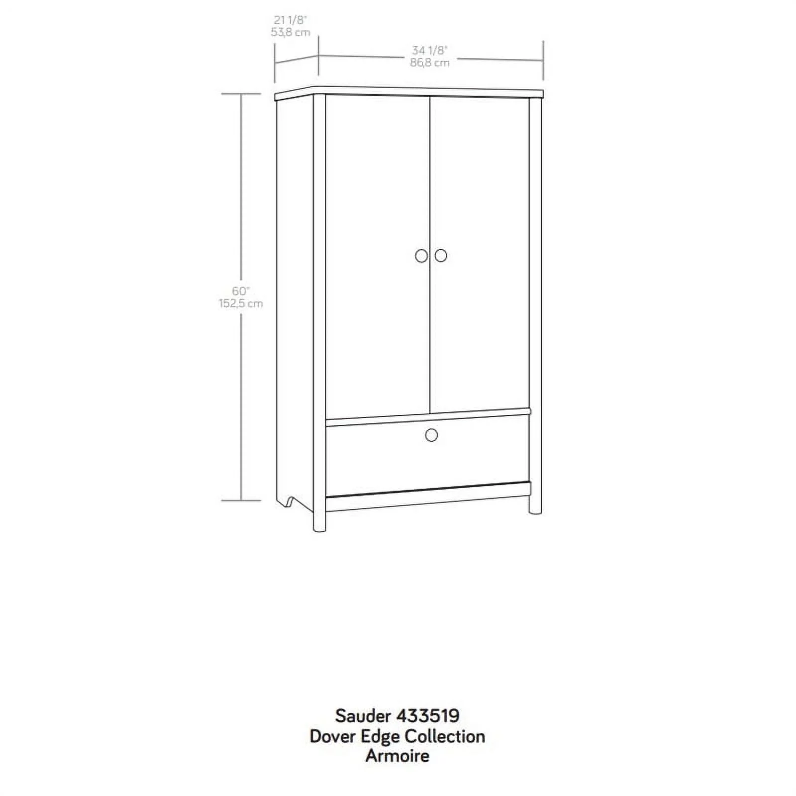 Sauder Dover Edge Bedroom Armoire with Drawer, Timber Oak Finish