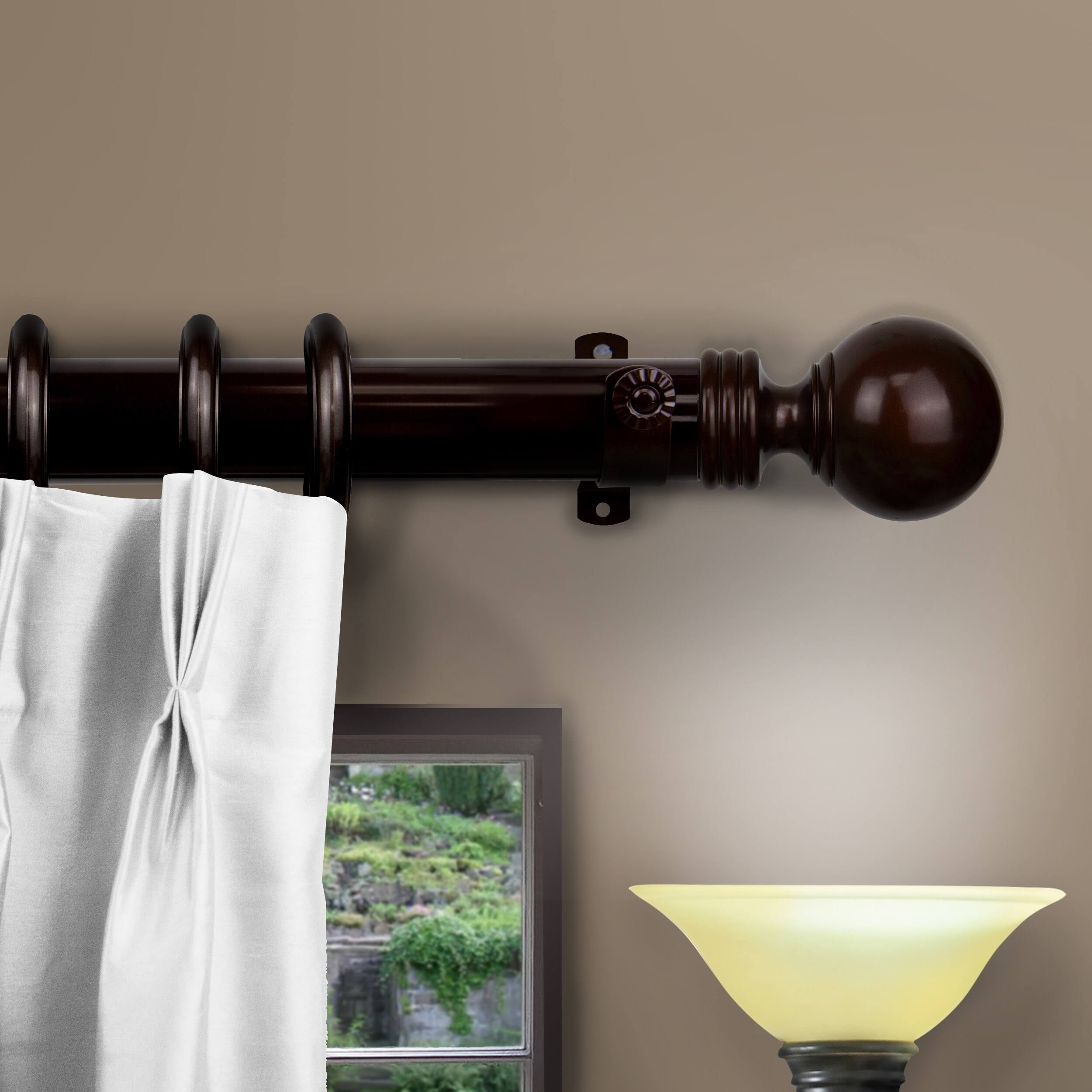 InStyleDesign Globe Decorative Traverse Adjustable Rod with Center Open Sliders - 66 to 120-Inch - Silver Finish - Satin Nickel