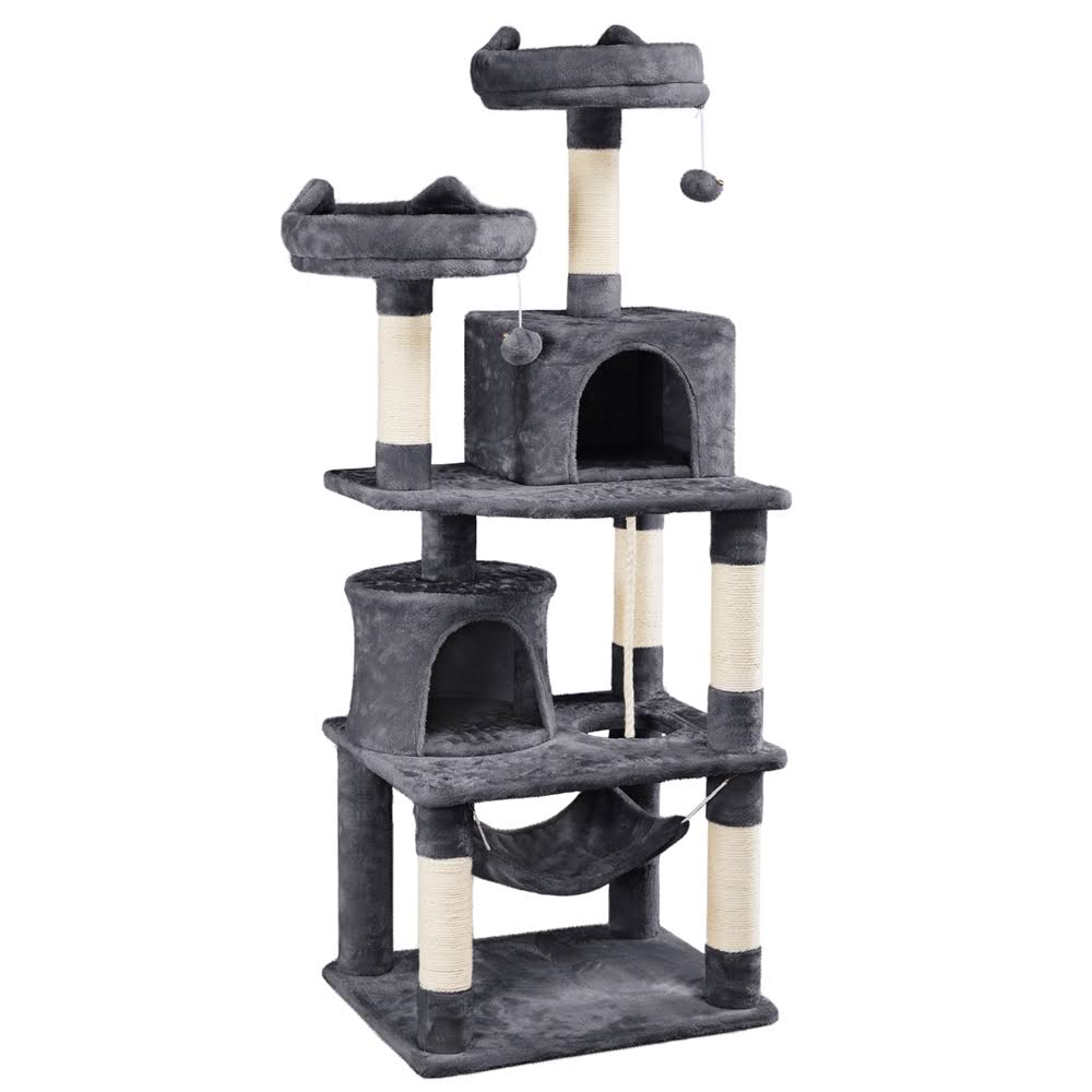 Smilemart 62.2x22 Double Condo Cat Tree and Scratching Post Tower Dark Gray