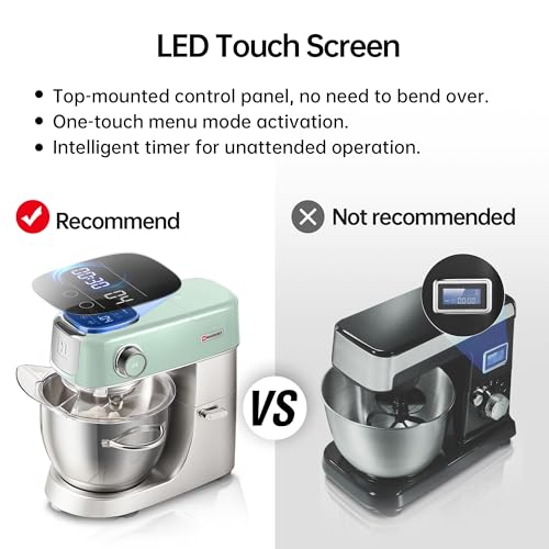 Hauswirt Stand Mixer, LED Smart Touchscreen Dough Mixer, 5.3Qt Mixers Kitchen Electric Stand Mixer, 11speeds 3-In-1 Kitchen Bread Mixer with Stainless Steel Egg Whisk, Dough Hook, Beater