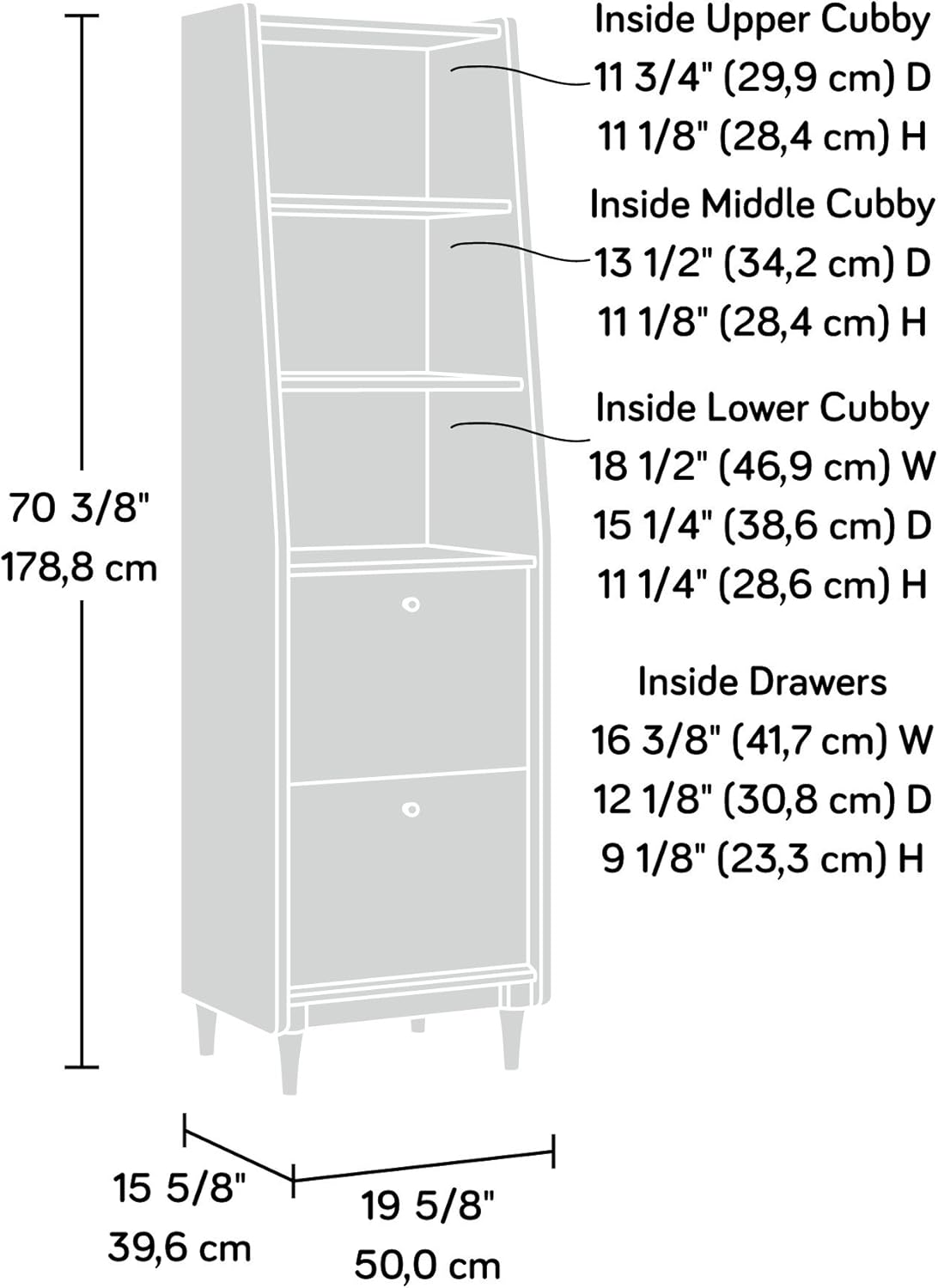 Sauder Harvey Park Narrow Bookcase, Grand Walnut finish