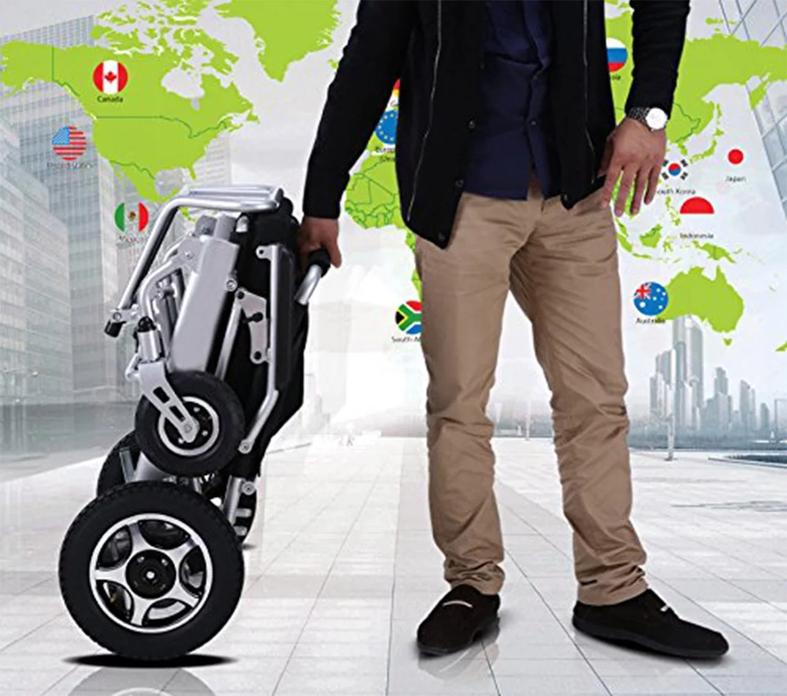 Rubicon Super Lightweight Foldable Electric Wheelchair - Easy to Use - 12 mi Cruise Range - Detachable Battery -  Liftable Armrest