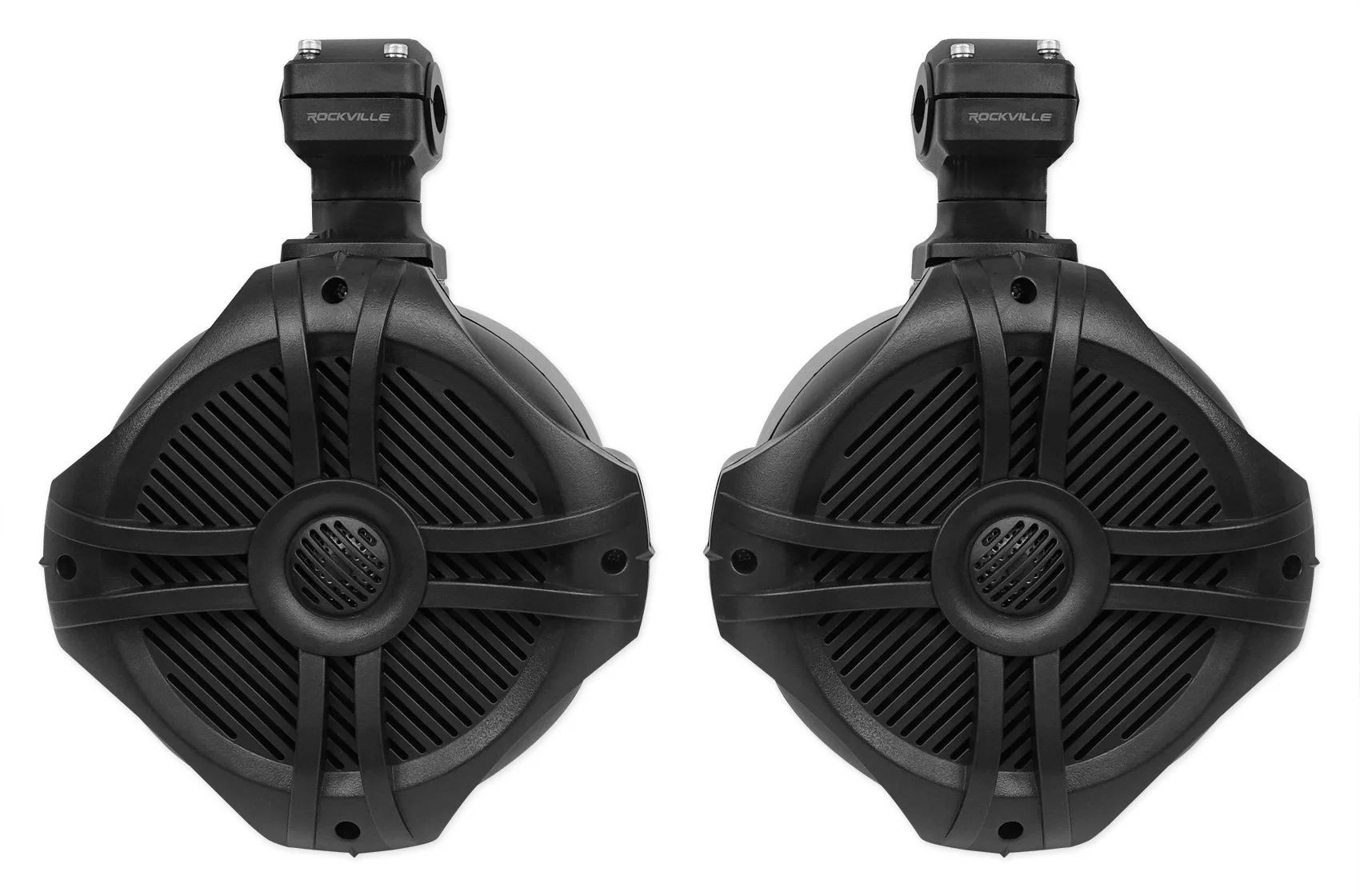 (2) Rockville RWB70B Black 6.5" Marine Wakeboard Swivel Tower Speakers+Amplifier