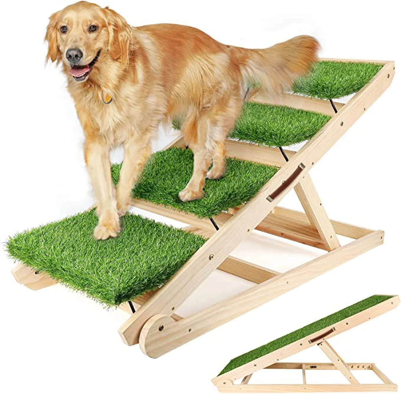 X XBEN Dog Ramp for Bed, Large Small Dog Ramps Large Dog Stairs for High Beds,Pet Ramps,45" Long and Adjustable from 14" to 26", Folding Portable Doggie Car Ramps Steps for SUV, Bed, Couch - Curated Treasures Market