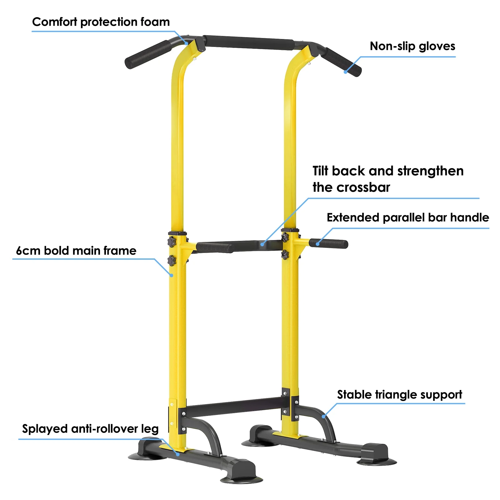 SOGES Height Adjustable Power Tower Dip Stands Pull up Bar Strength Training for Home Gym Black