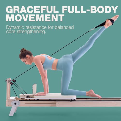 ARKANTOS Pilates Reformer Machine, Adjustable Maple Wooden Frame, Includes Reformer Box & Padded Jump Board for Studio-Grade Home Workouts