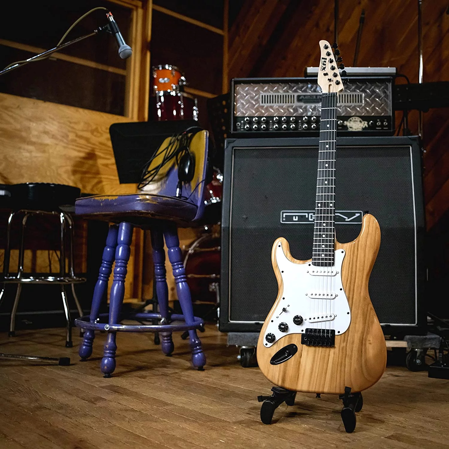 LyxPro Left Handed 39” Electric Guitar & Electric Guitar Accessories, Natural