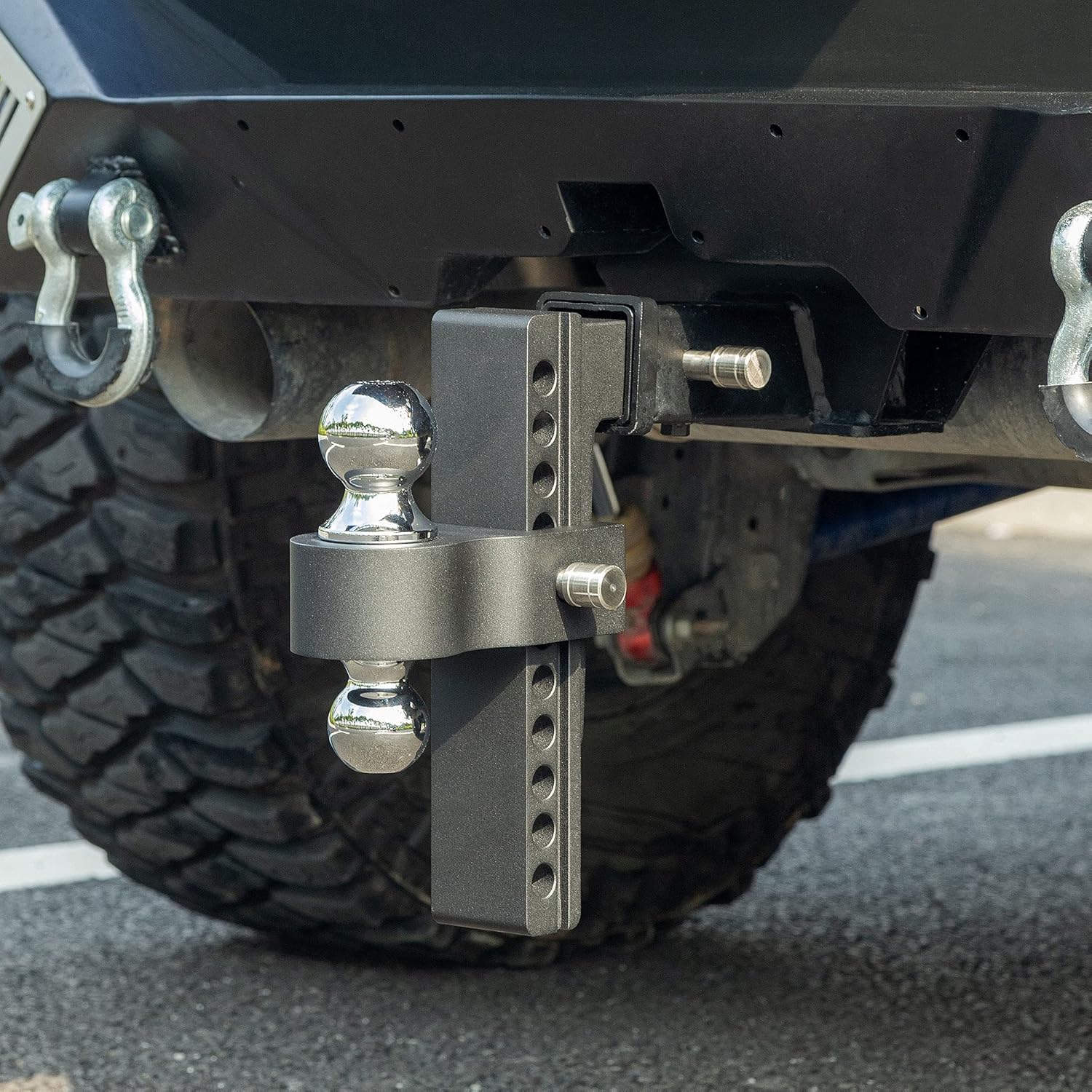 YITAMOTOR Adjustable Trailer Hitch Ball Mount, Fits 2-Inch Receiver, 10-Inch Drop Hitch w/Forged Aluminum Shank, 2-Inch and 2-5/16-Inch Combo Stainless Steel Tow Balls with Double Pin Key Locks, Black