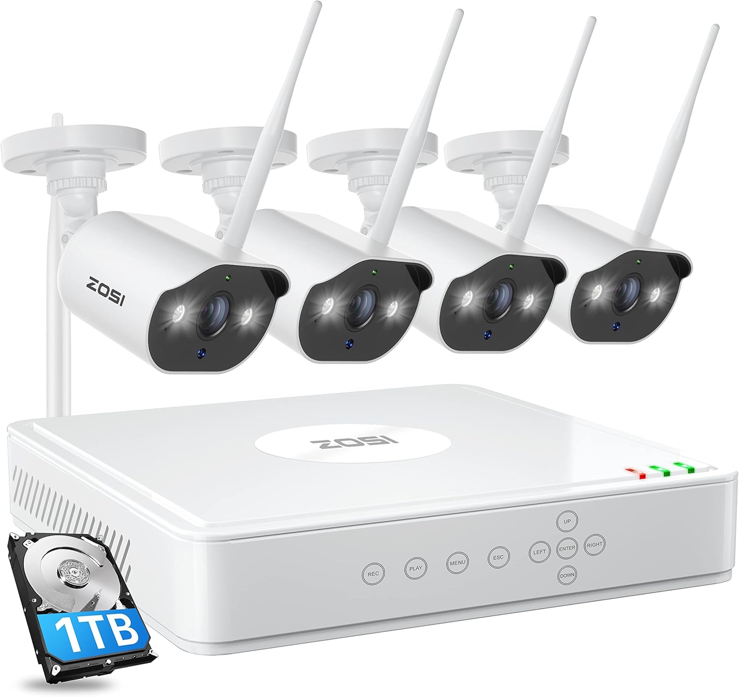 ZOSI H.265+ 8CH 5MP Lite Home Security Camera System Outdoor Indoor,5MP Lite CCTV DVR 8 Channel, 8pcs 1080P 1920TVL Surveillance Bullet Cameras,80ft Night Vision,Motion Alerts,Remote Access(No HDD)