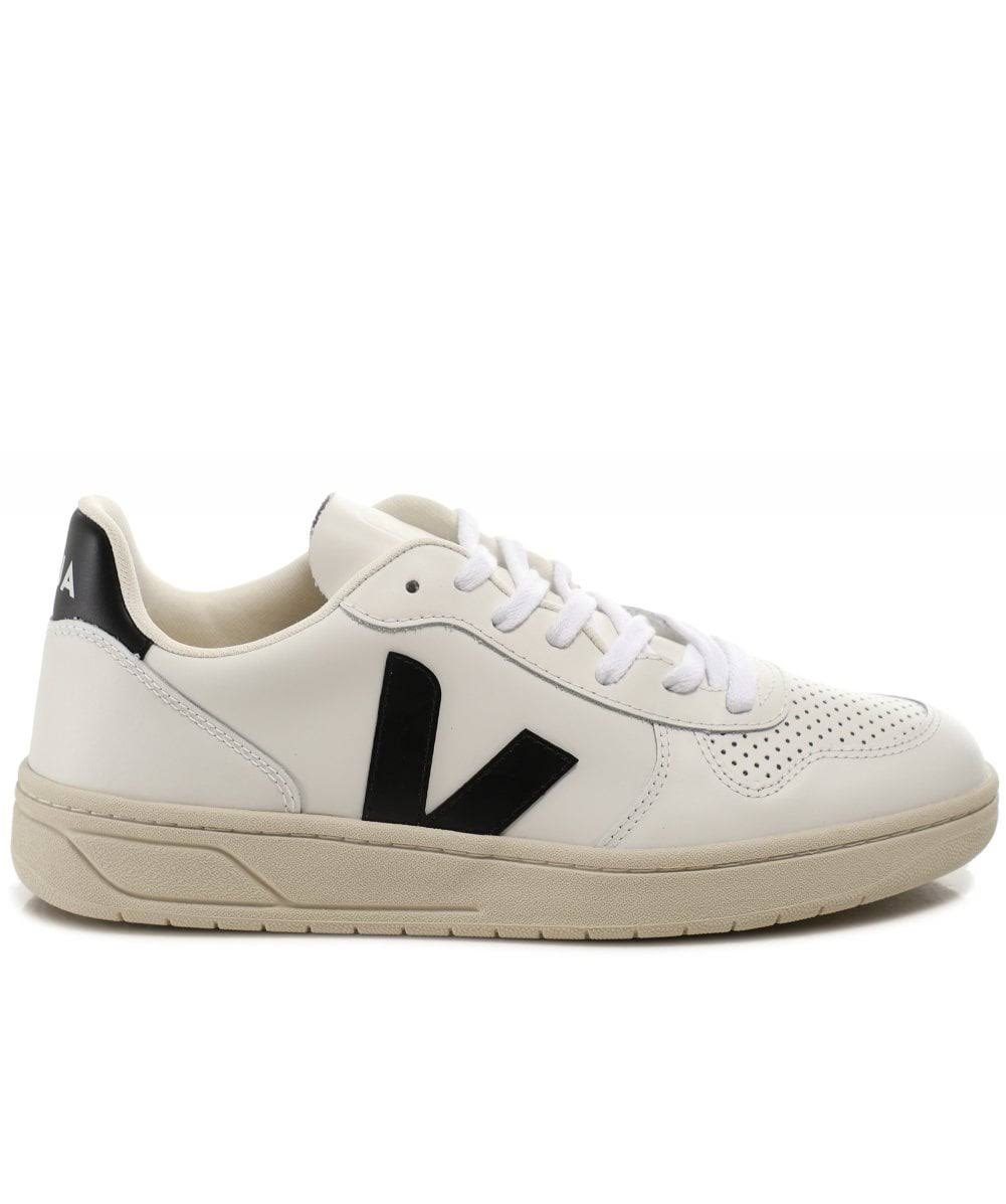 Veja V-10 Leather (White / Black)