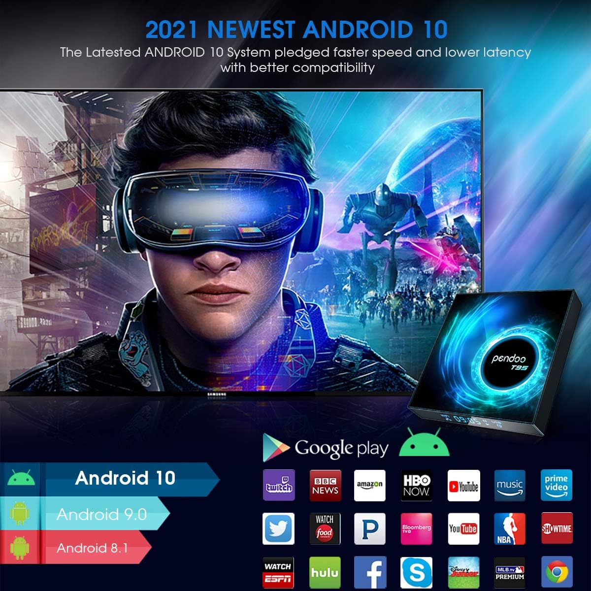 Android TV Box 10.0, 2021 Newest Android TV Box 4GB 32GB with Mini Wireless Keyboard, Allwinner H616 Quad-Core 64bit 2.4G/5.8GHz WiFi BT 4.2 3D/4K Utral HD/H.265 Android Box Pack of 2