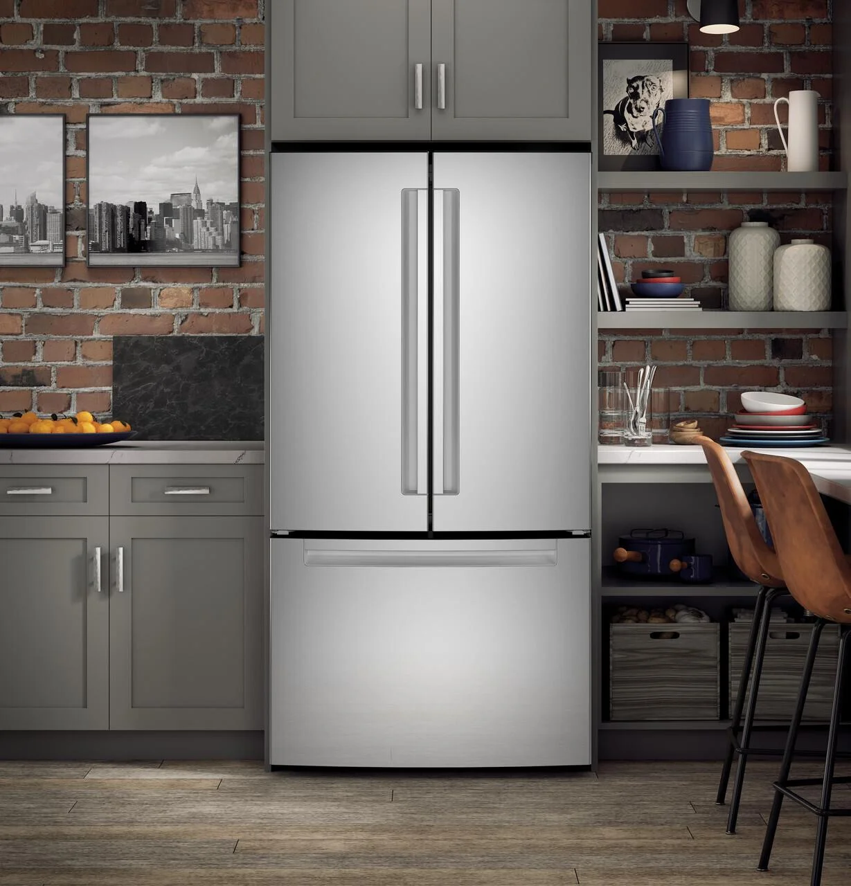 Haier Qne27j 36" Wide 27.0 Cu. Ft. Energy Star Rated French Door Refrigerator - Stainless