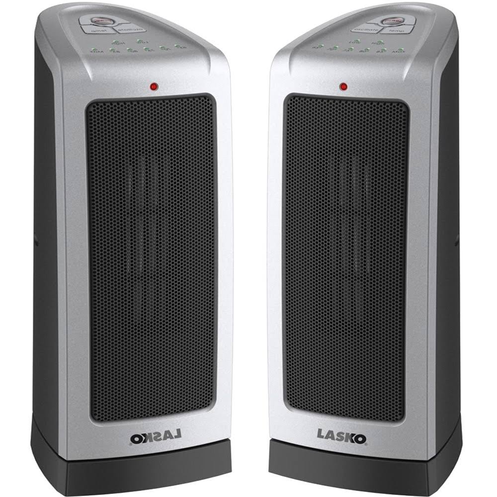 Lasko 2-Pack 5309 Oscillating Ceremic Tower Heater with Electronic Thermostat, 1500W