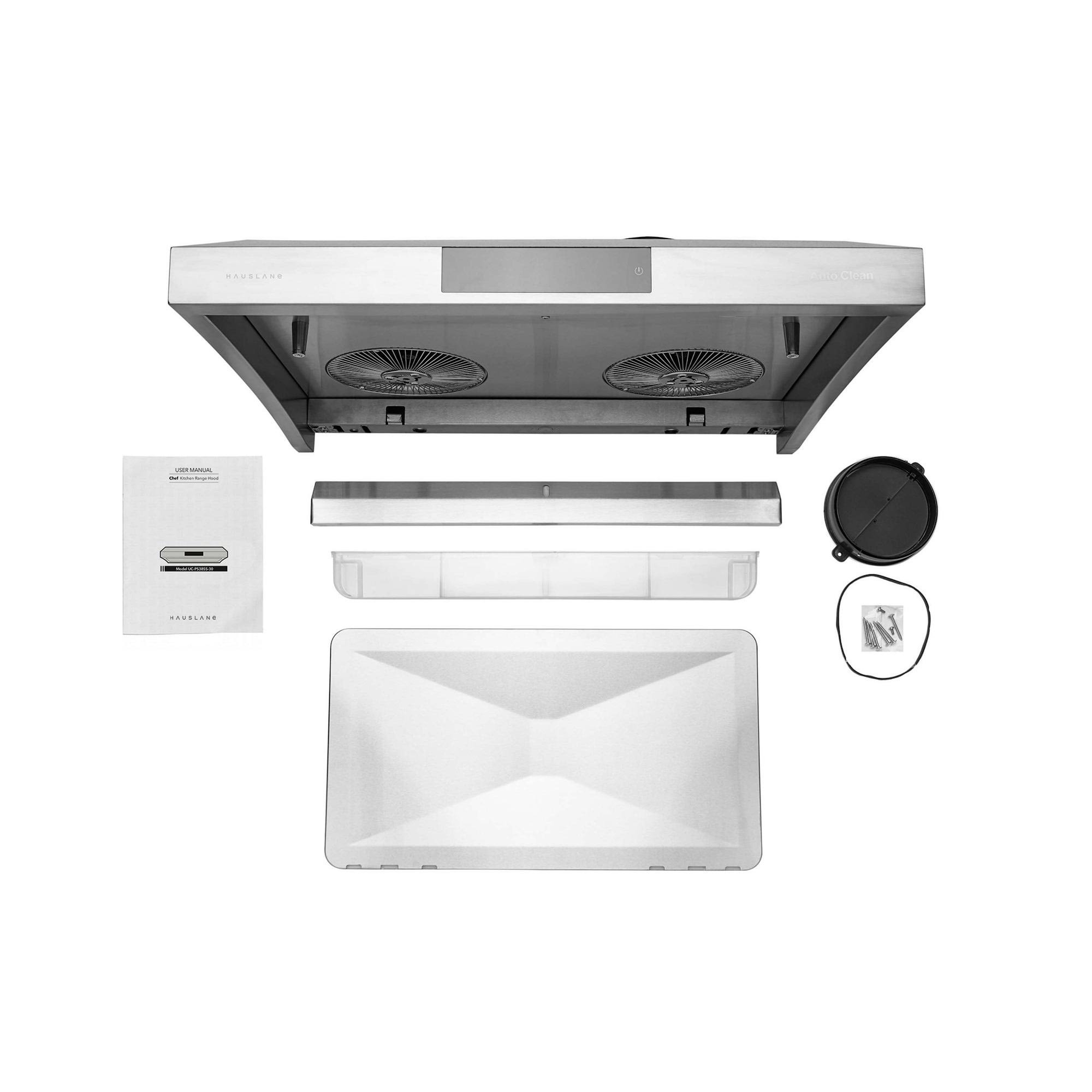 Hauslane PS38 30x22 Under Cabinet Range Hood , Atuo Steam Clean, 6 Speed, Energy-Saving LED - 30