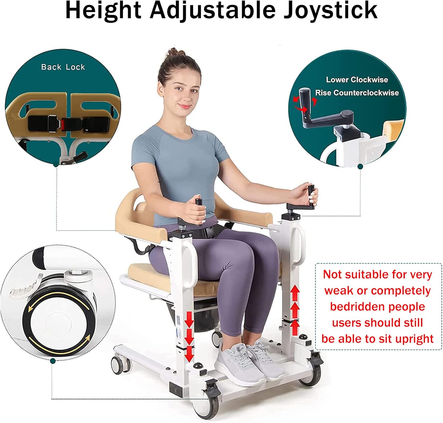 PAYRFV Patient Lift Wheelchair for Home Transport Chair with 180 Split Seat, Patient Transfer Chair Wheelchair Lift Aid, Bedside Commode with Bedpan Bathroom Wheelchair for Handicap Elderly Seniors