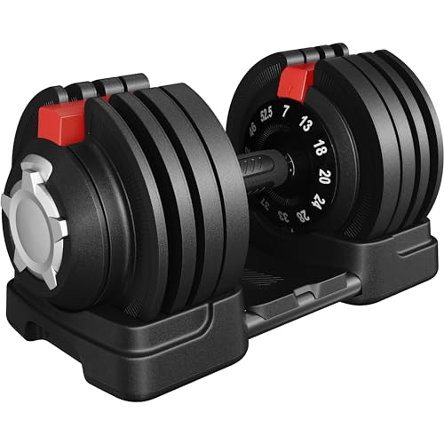 Yaheetech Adjustable Dumbbell Set 28/40/52.5/90LBS Adjustable Dumbbells Fast Adjust Dumbbell Weight Set with Anti-Slip Handle and Tray for Men/Women Home Gym Strength Training Equipment Single/Pair