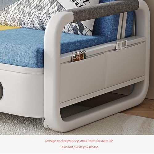 Folding Sofa Bed, Dual-Purpose Multifunctional Sofa Bed for Living Room, 2-in-1 Pull-Out Sofa Bed with Foam Mattress, Small-Space Balcony Sofa Bed with Storage (Grey-Yellow-Blue, 33*62.2*36.22 Inches)