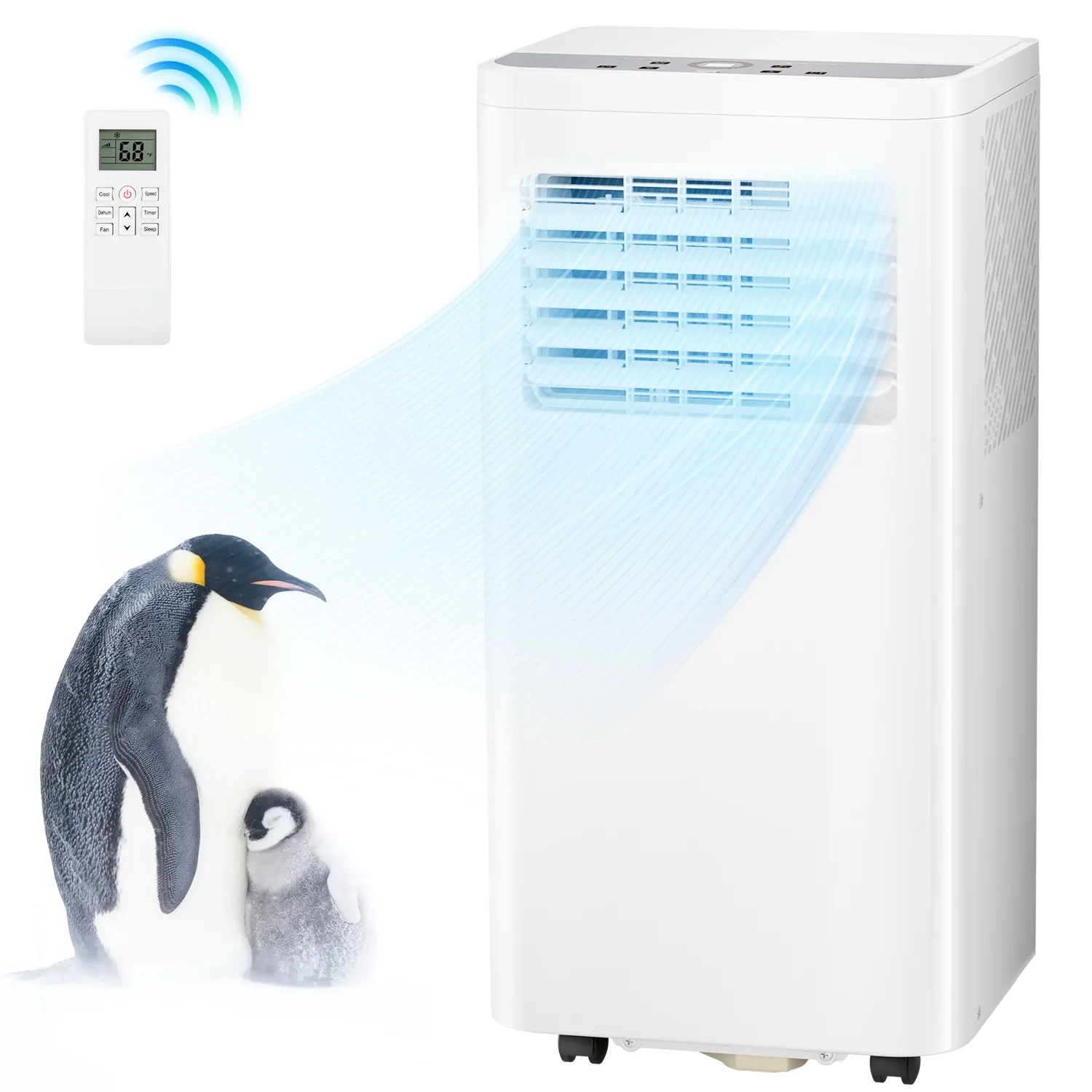 Auseo 5,000 BTU(8,000 BTU ASHRAE) Portable Air Conditioners, 3 in 1 Modes, Remote Control & Window Kit, Quiet AC Unit for Room/Office-White