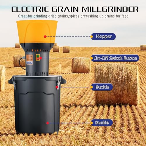 Corn Grinder Electric Mill, 15.8 Gallons Dry Grain Mill Grinder Electric, Grain Grinder Mill, Cereals Grinder, Farm Home Wheat Grinder for Spice Rice Coffee Feed Flour, 6 Sizes Sieves（50L）