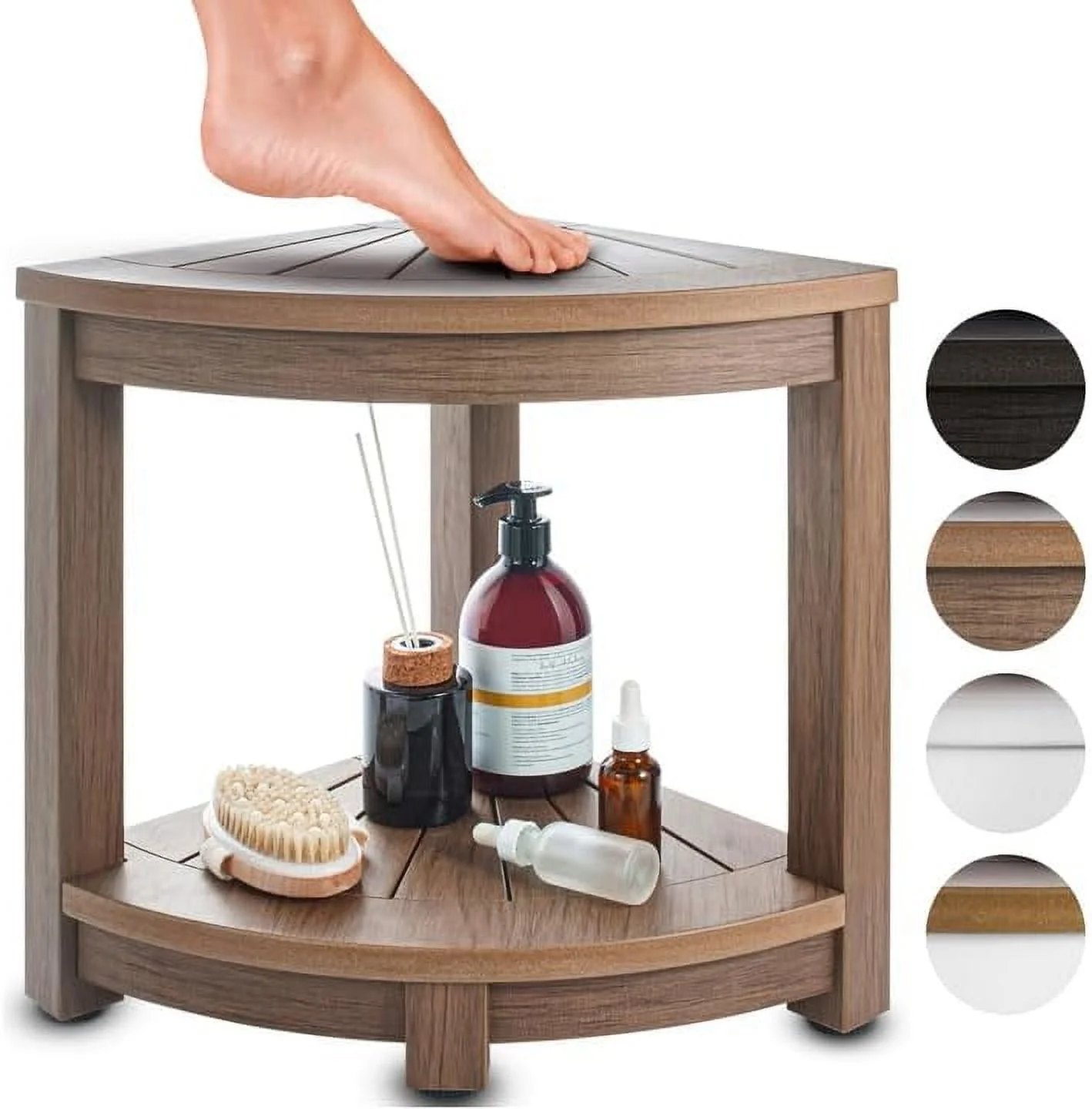 Corner Shower Stool - Waterproof Heavy Duty Shower Bench for Shaving Legs & Inside Shower Use - Sturdy Bathseat for Relaxation - Shower Shelf & Seat - Indoor & Outdoor Easy Assemble