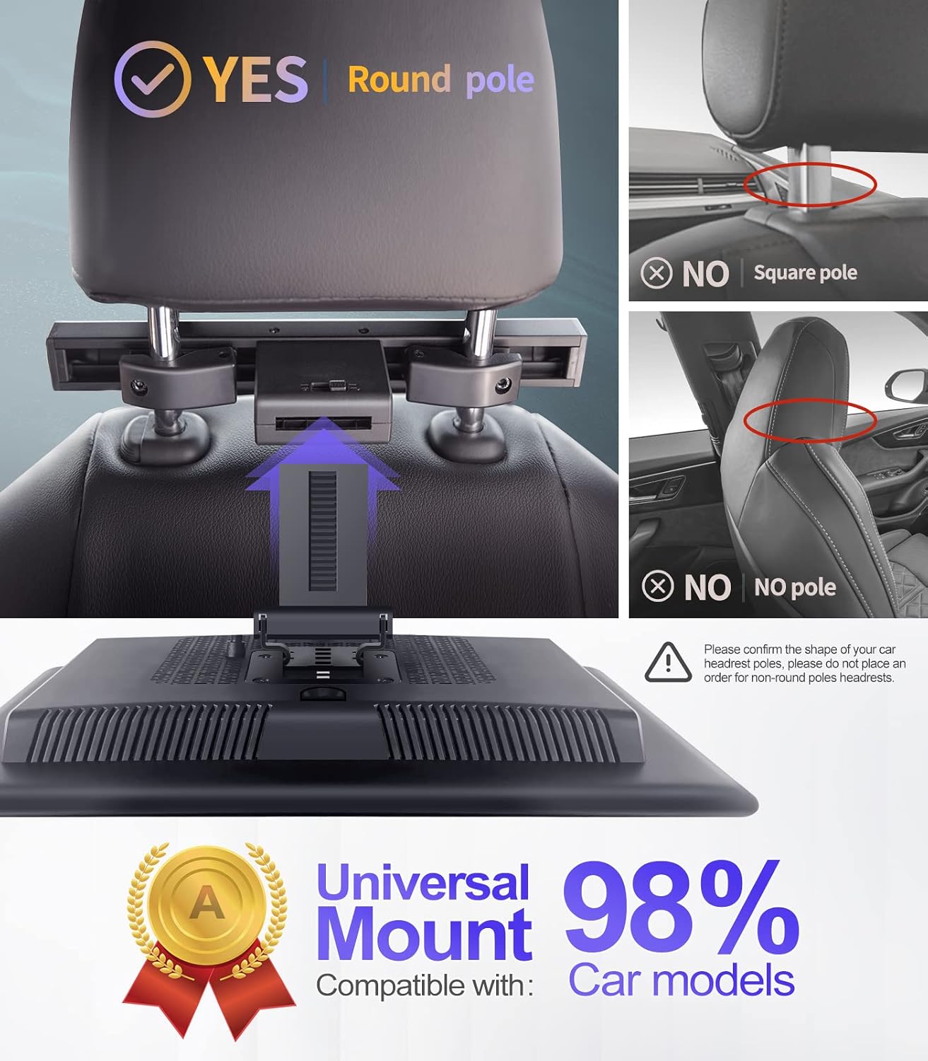12.4"Android 4K Portable TV for Cars，Car Headrest Monitor Tablet for back seat, Support Phone Wireless Mirror Link Touch Screen,with WiFi/Bluetooth/HDMI/USB/Airplay Video Player 2G ram+16G rom (2*pcs)