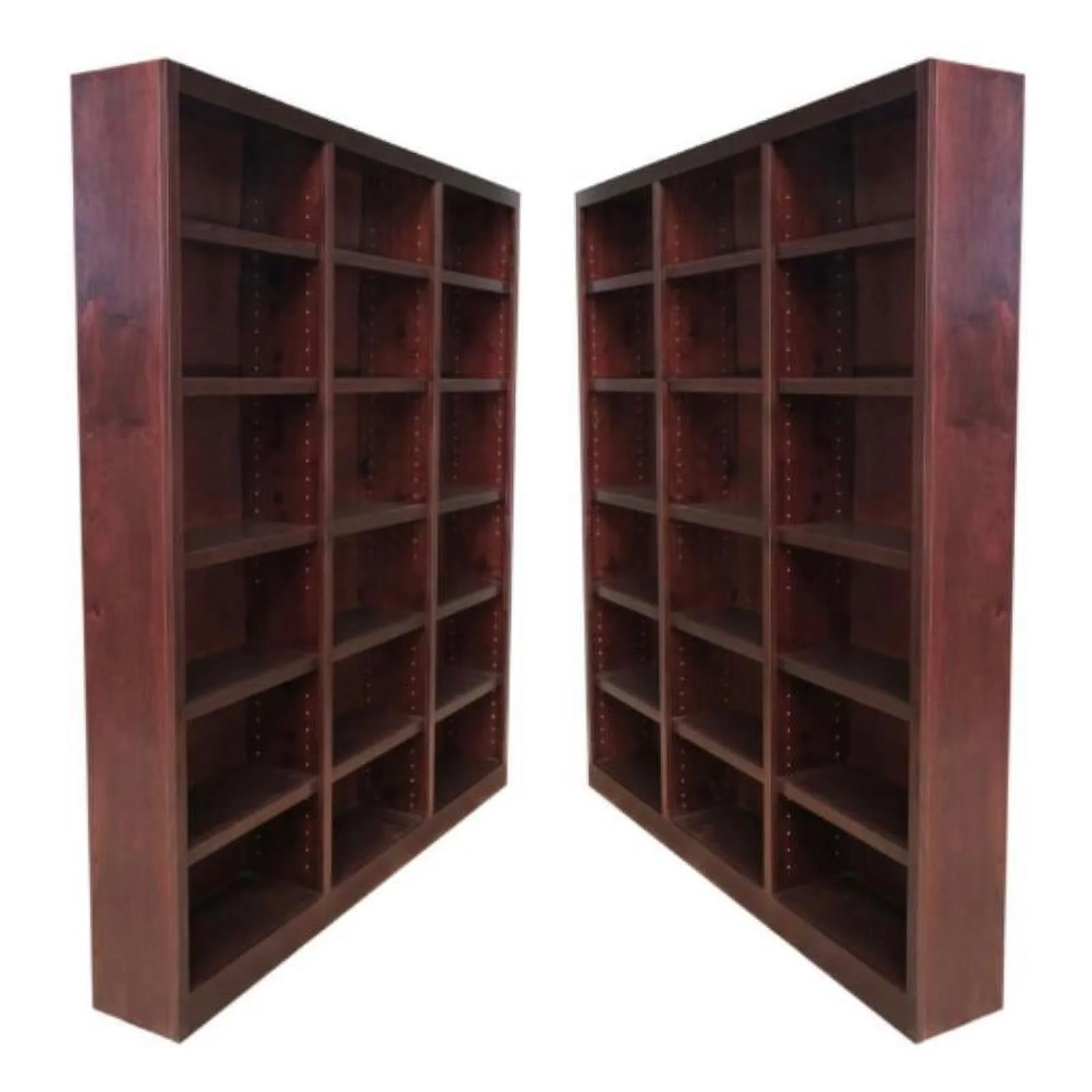 Home Square 84" Tall Wood Bookcase in Cherry Finish - Set of 2