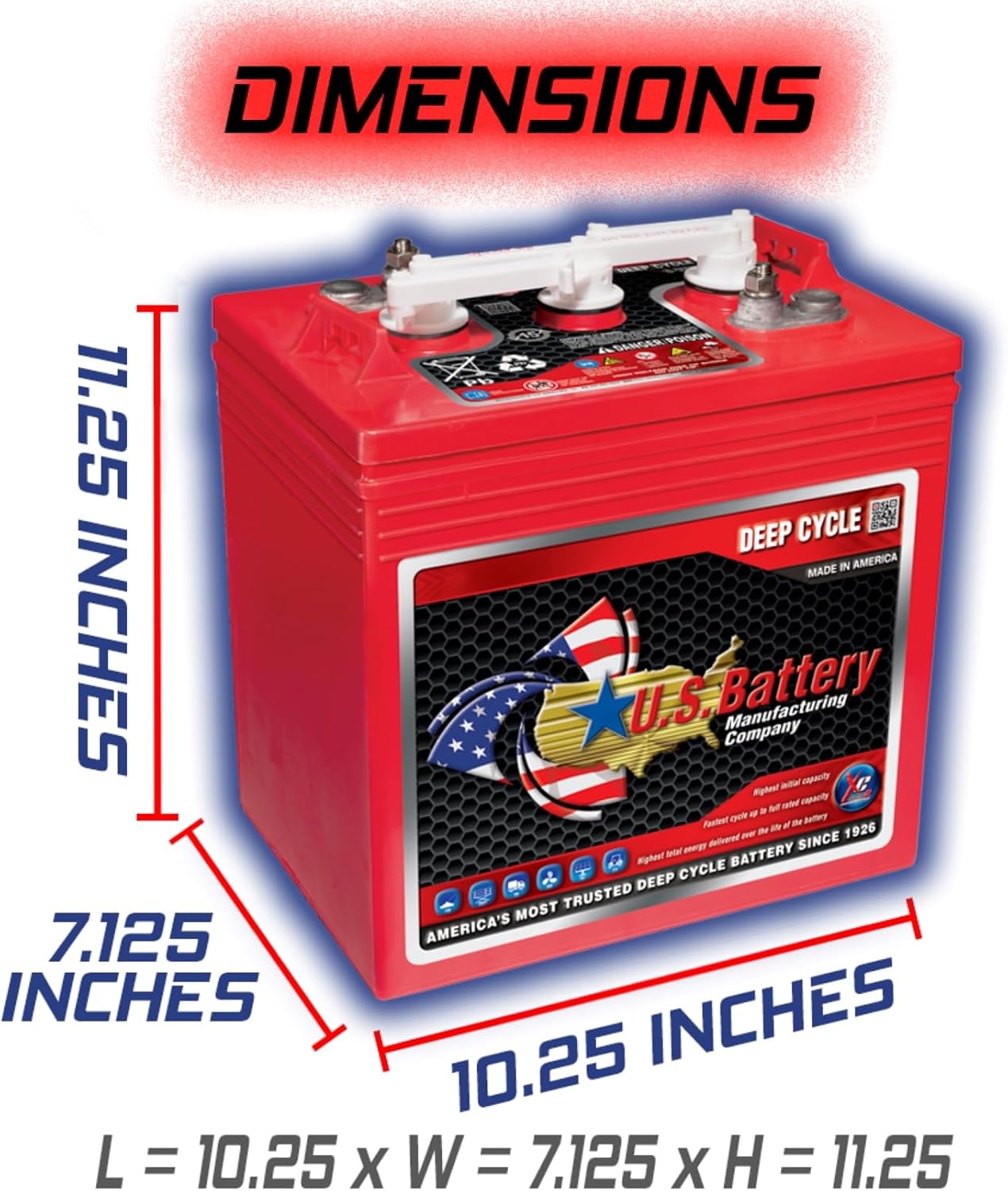 US Battery US125CS T-125 6V 240Ah Flooded Lead Acid GC2 Deep Cycle Battery x 4