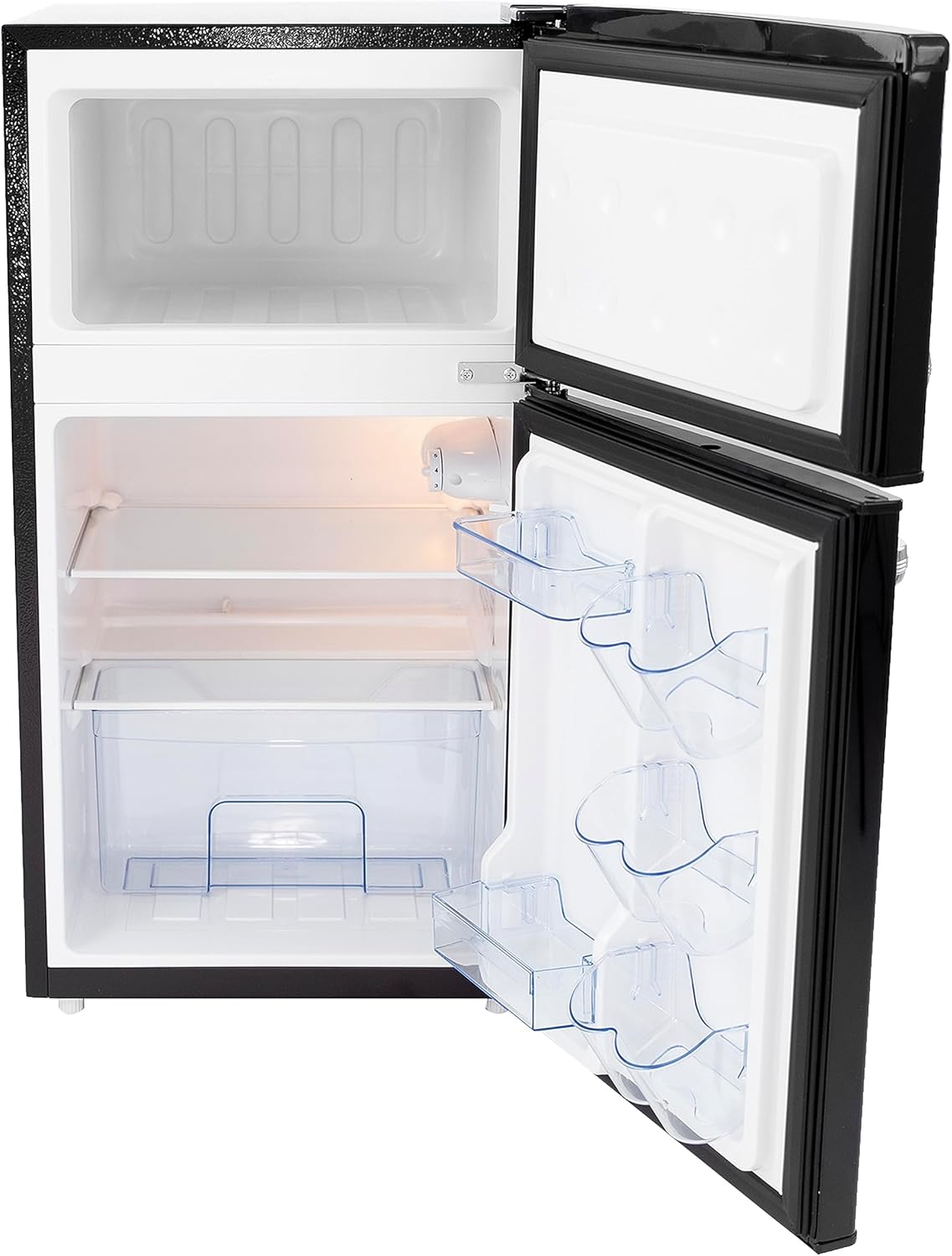 West Bend Mini Fridge with Freezer Retro-Styled for Home Office or Dorm, Manual Defrost and Adjustable Temperature, 3 Cu.Ft, Black