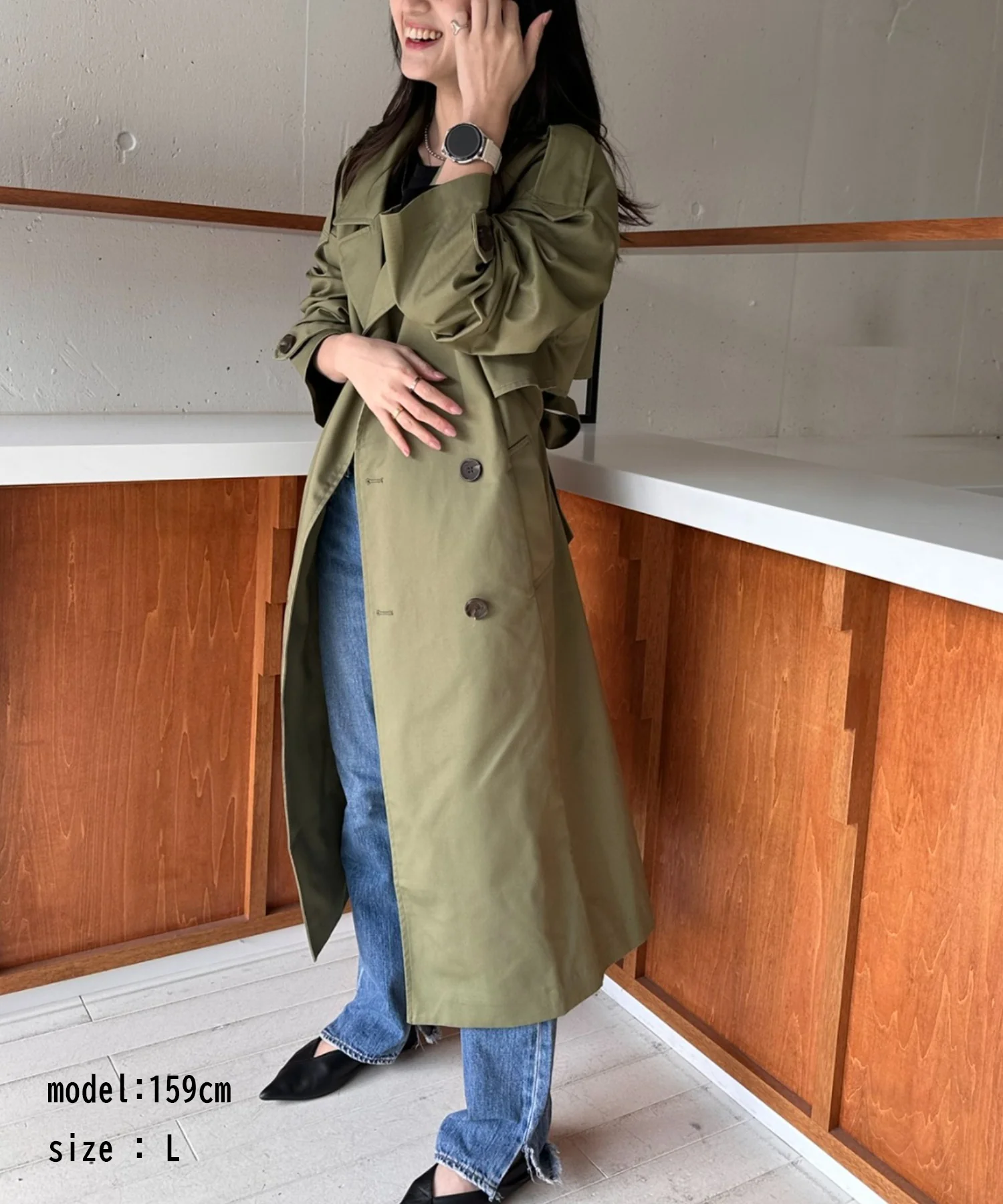 【SETUP7】Outer Trench Coat Double-Breasted Oversized Trench Big Silhouette Long Length Pocket Long Sleeve Spring Coat