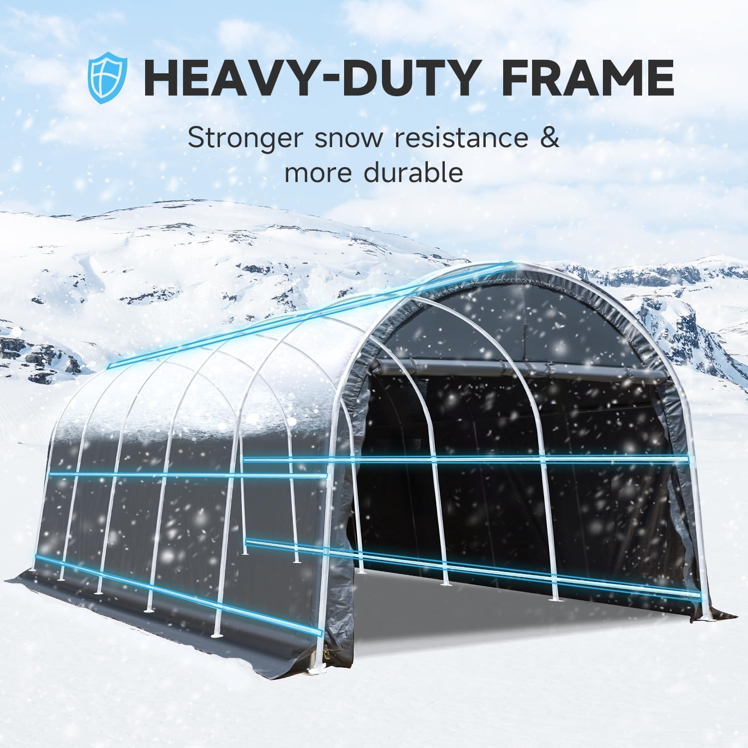 MELLCOM 12 x 24 FT Heavy Duty Carport, Portable Garage with All-Steel Metal Frame and Round Style Roof, Anti-Snow Car Canopy Outdoor Storage Shelter for Car, Truck, Boat