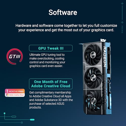 ASUS Prime Radeon™ RX 9070 XT OC Edition Graphics Card (PCIe 5.0, HDMI/DP 2.1, 2.5-Slot Design, axial-tech Fans, Dual Ball Fan Bearings, Dual BIOS, GPU Guard)