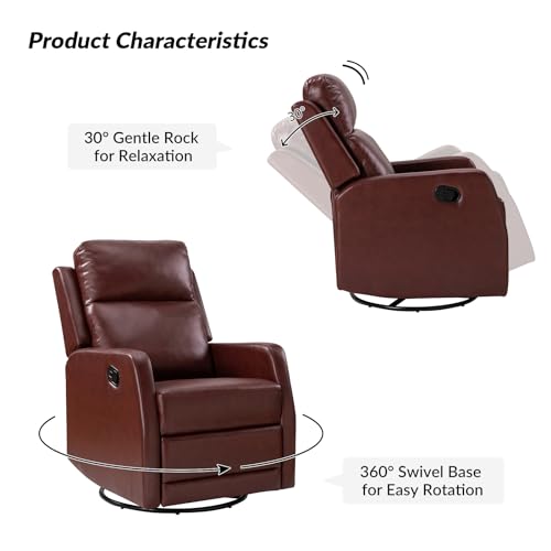 HULALA HOME Recliner Chair Set of 2 Reading Chair, Leather Recliner Rocking 360 Degree Swivel Chair, Wingback Armchair Theater Seating Lounge Sofa for Living Room Bedroom
